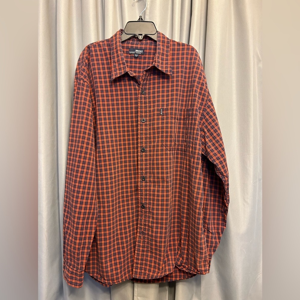 MENS BKE67 SHIRT plaid XL long sleeve button up buckle